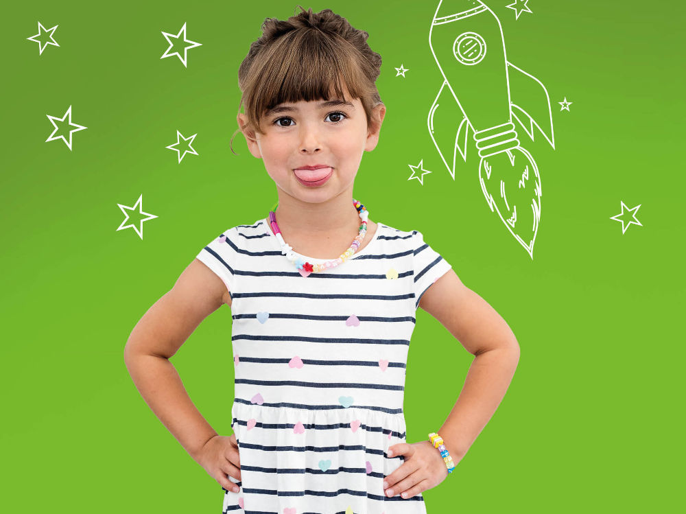 Playschool girl poking tongue out